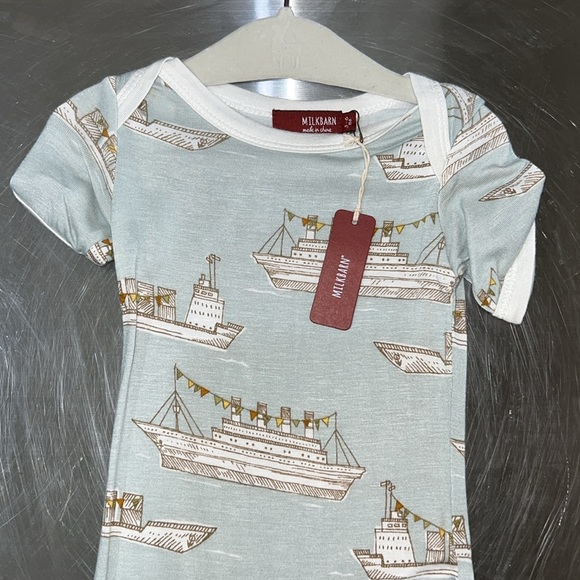 Milkbarn BAMBOO BUTTON ONESIE SHORT SLEEVE SHIPS NWT - Picture 3 of 3